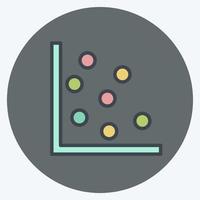 Scatter Plot I Icon in trendy color mate style isolated on soft blue background vector