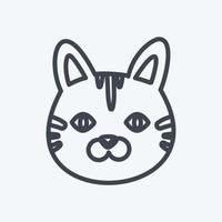 icono de cara de gato en estilo de línea de moda aislado en fondo azul suave vector