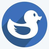 Duck Icon in trendy long shadow style isolated on soft blue background vector