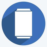 Soda Can Icon in trendy long shadow style isolated on soft blue background vector