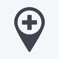 Hospital Location Icon in trendy glyph style isolated on soft blue background vector