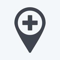 Hospital Location Icon in trendy glyph style isolated on soft blue background vector