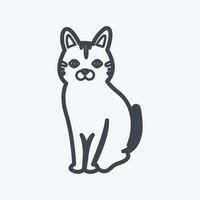 icono de gato mascota en estilo de línea de moda aislado en fondo azul suave vector