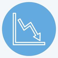 Declining Line Graph Icon in trendy blue eyes style isolated on soft blue background vector