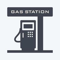 Gas Station Icon in trendy glyph style isolated on soft blue background vector