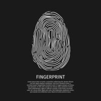 Fingerprint vector icon. Electronic signature concept. Biometric technology for person identity. Security access authorization system. White finger print on black background.