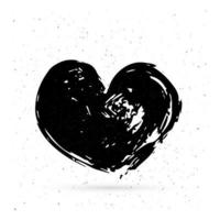 Hand drown heart. Black textured brush stroke. Grunge heart and ink stains. Valentines day sign. Love symbol. vector