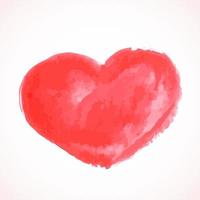 Hand painted red heart isolated on white. Watercolor or acrylic painting effect. Grunge heart vector illustration. Valentine s day greeting card. Easy to edit element of design for your artworks.