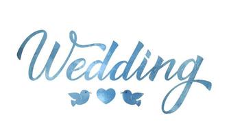 Writing Wedding hand written with brush. Watercolor painting. Hand drawn calligraphy lettering. Easy to edit vector template