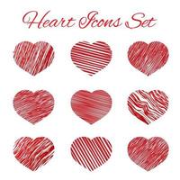 Heart icons set. Hand drawing style vector illustration. Valentine s day element of design. Easy to edit design template.