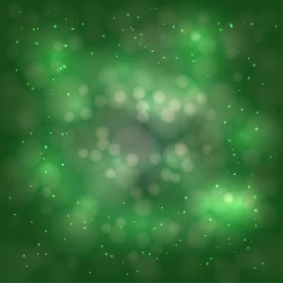 Green bokeh effect abstract background. Blurred backdrop. Festive defocused lights. St. Patrick's Day vector illustration. Easy to edit design template.