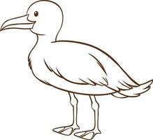 gaviota en estilo simple de garabato sobre fondo blanco vector