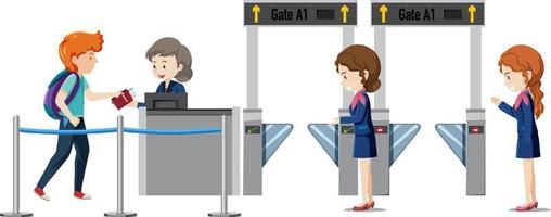 A passenger walking to boarding gate entrance vector