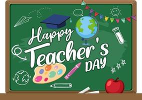 Happy Teacher's Day on chalkboard banner