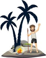 A man on deserted island isolated vector