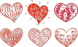 Set of different hand drawn hearts vector