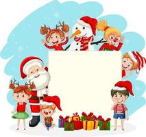 banner vacío en tema navideño con santa claus y niños vector