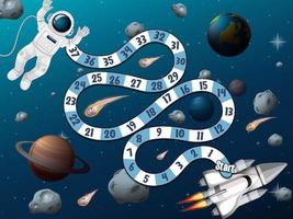 Counting numbers game template with astronaut in space vector