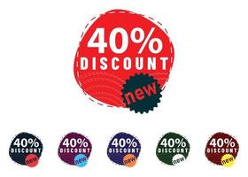 40 percent discount new offer logo and icon design vector