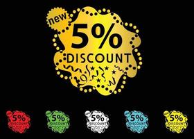 5 percent discount new offer logo and icon design vector