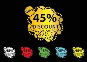 45 percent discount new offer logo and icon design vector