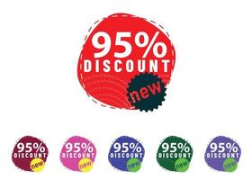 95 percent discount new offer logo and icon design vector