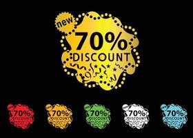 70 percent discount new offer logo and icon design vector