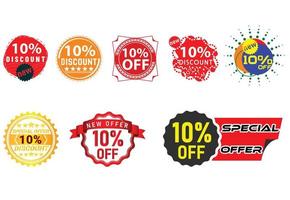 10 percent discount new offer logo and icon design bundle vector