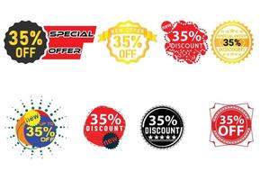 35 percent discount new offer logo and icon design bundle vector