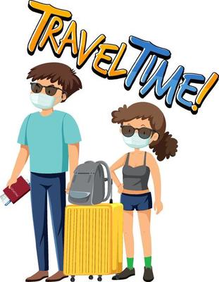 Travel Time typography design with couple