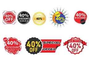 40 percent discount new offer logo and icon design bundle vector