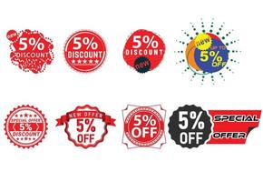 5 percent discount new offer logo and icon design bundle vector