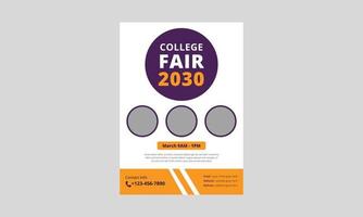 college fair flyer template design. education fair poster leaflet design template. a4 template, brochure design, cover, flyer, poster, print-ready vector