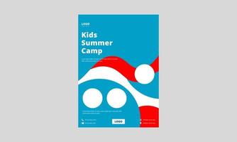 diseño de volante de campamento de niños felices. diseño de carteles de volantes de campamento de verano para niños. Afiche del campamento de niños del día de diversión del domingo, diseño de folletos. vector