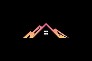 Modern Ice Mountain Hill with House for Real Estate Cabin Villa Inn Hotel Chalet Cottage Logo Design vector