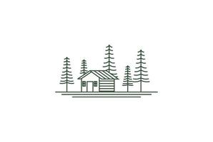 Pine Cedar Evergreen Spruce Conifer Fir Larch Cypress Trees Forest with House for Real Estate Cabin Villa Inn Hotel Chalet Cottage Logo Design vector