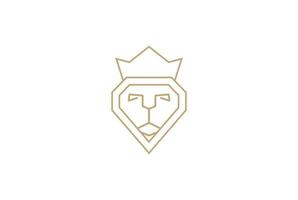 Simple Minimalist Diamond Crown Lion King Logo Design Vector