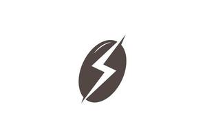 Coffee Bean with Electric Light Power Energy for Cafe Bar Shop Logo Design vector