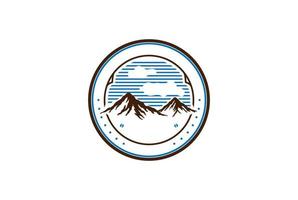 Vintage Retro Mountain Hill Badge Emblem for Wilderness Adventure Logo Design Vector