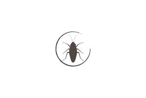 Vintage Retro Insect Cockroach Silhouette with Circular Logo Design vector