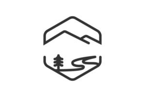 retro vintage mountain river creek aventura hipster emblema logo diseño vector