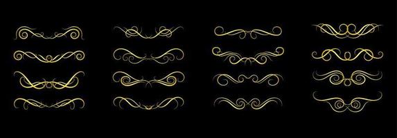 Gold Borders Elements Set Collection, ornament Vector