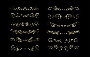 Gold Borders Elements Set Collection, ornament Vector