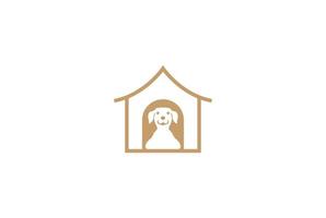 Retro Vintage Simple Minimalist Dog Puppy House Logo Design Vector