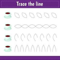 Handwriting practice sheet. Educational children educational game, printable worksheet for kids. Trace the line