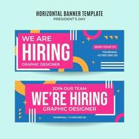 Horizontal vacancy web banner template retro gradients colorful abstract blurry vector