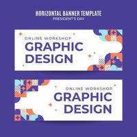 Horizontal vacancy web banner template retro gradients colorful abstract blurry vector