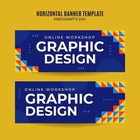 Horizontal vacancy web banner template retro gradients colorful abstract blurry vector