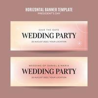 Horizontal wedding invitation web banner template retro gradients elegance abstract blurry vector