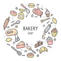 Hand drawn set of baking and cooking tools vector